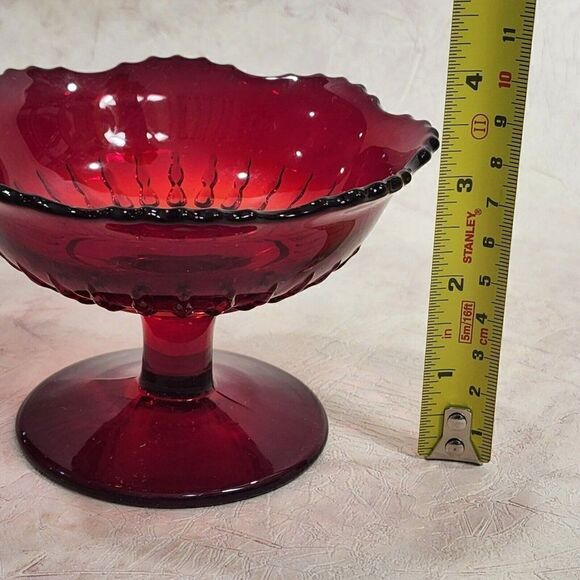 Vtg NEW MARTINSVILLE 3.5" Ruby Red Depression Footed Pedestal Dish - pls read - Picture 3 of 9